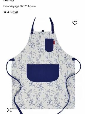 Disney Blue and White Cotton Apron with Pocket